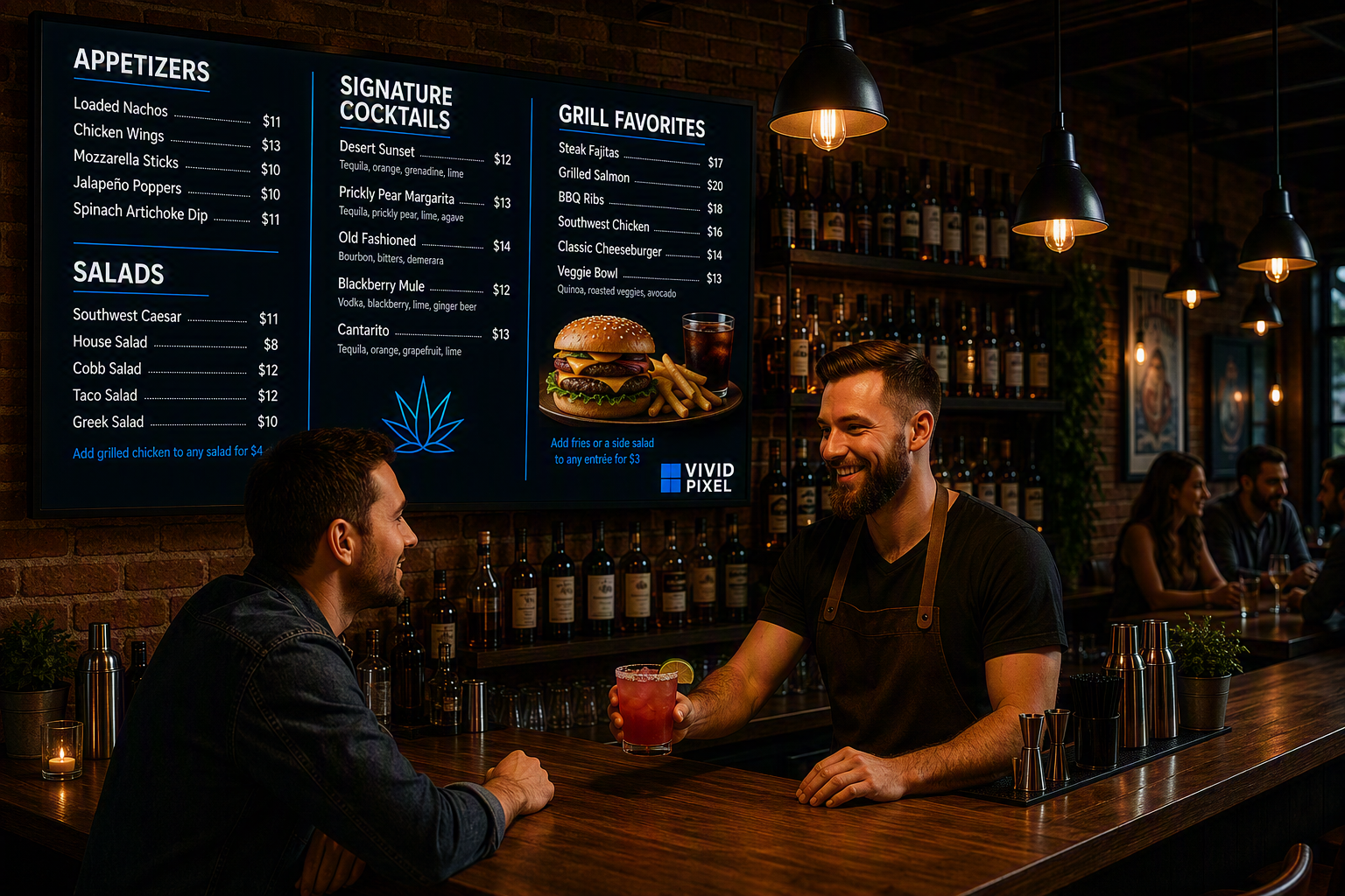 Restaurant menu screen preview