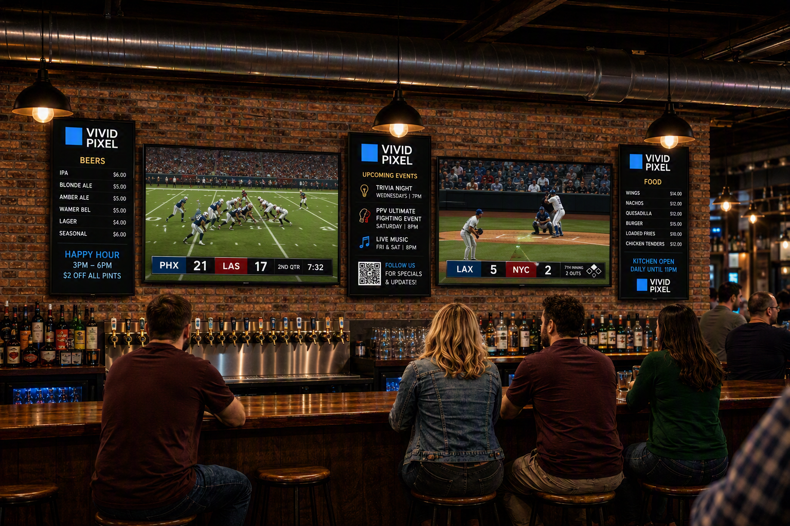 Sports bar menu screen preview
